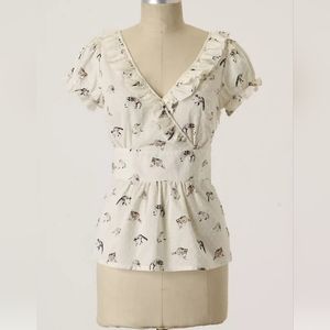 Anthropologie Rebekah Maysles Raccoon Rumpus Swiss Dot Top Women's Size 2 EUC